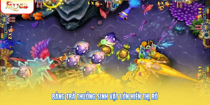 Bảng trả thưởng sinh vật lớn hiển thị rõ